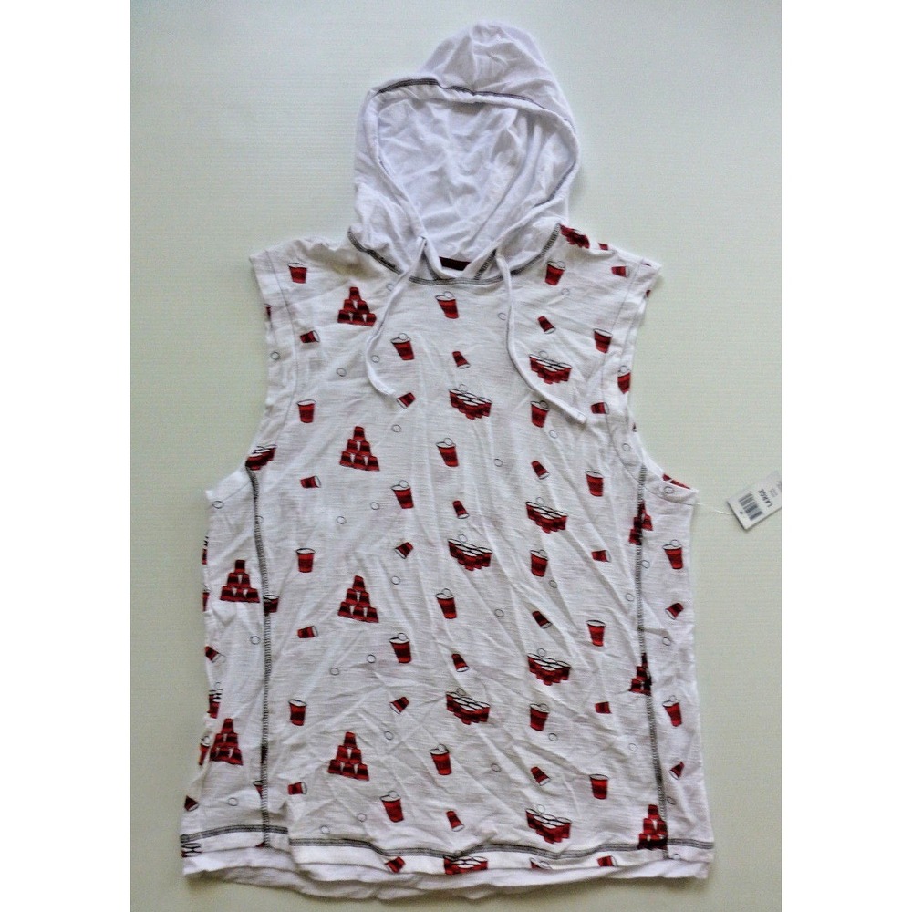 American Republic‎ Shirt Mens Size Large Beer Pong Hooded Sleeveless Shirt New